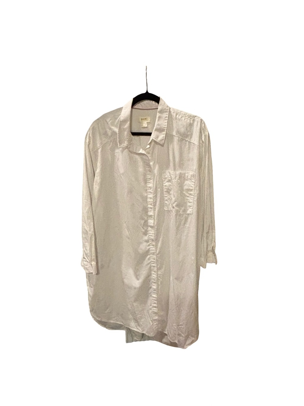 Anthropologie Maeve Maxi Tunic Button Down Poplin Dress White Sz XL Oversized